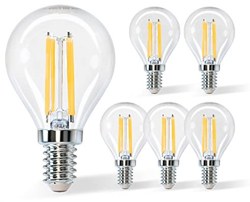 Aigostar E14 LED Lampe Filament 4W (ersetzt 40W),Warmweiß 2700K,470lm ultrahell,Klar Glas Mini Globe Glühbirne,Nicht dimmbar,5 Stück