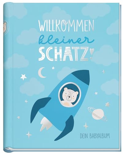 Häfft® Babyalbum Little Rocket Baby-Tagebuch für Schwangerschaft und das erste Jahr - Erinnerungsalbum zur Geburt - Willkommen kleiner Schatz - nachhaltig & klimafreundlich