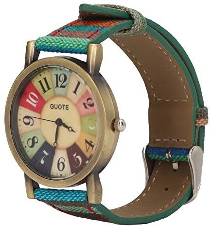 Reloj Bohemio, Multicolor Estilo Hippie Único, Reloj Mujer con Latón PU Cuero Botón Batería, for Regalo Cumpleaños Fiesta Moda Femenina Diaria