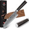 XINZUO 17.6cm Couteau de Santoku, 67 Couches Acier Damas Couteau de Cuisine Chef, Professionnel Forgé Lames Bien Tranchantes-Poignée en Bois de Pakka -avec Gaine Magnétiqueen Bois de Noyer