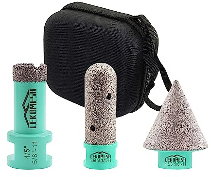 LEKOMESH Diamond Core Drill Bits Tile Hole Saw Chamfer Bit 5/8-11 Thread for Porcelain Tile Ceramic Marble Brick Concrete (20mm, 35mm, 20mm)