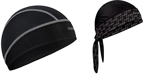 GripGrab UPF 50+ Leichte Sommer Fahrrad Unterhelm Mütze UV Schutz Radmütze Sonnenschutz Fliegenschutz Unterziehmütze Unterhelmmütze, Schwarz, OneSize & Bandana Kopftuch, Schwarz, One Size