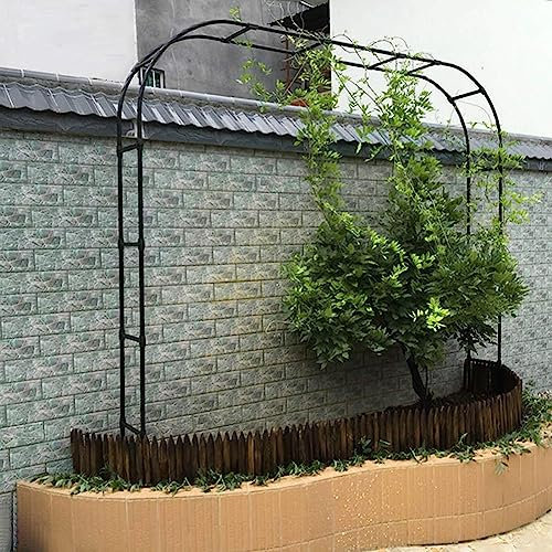 MISKYN Arco Da Giardino in Metallo,Arco Per Rose Per Piante Rampicanti,Resistente Padiglione Da Giardino,Traliccio,Pergolati Alle Intemperie E Autoportante,Con Base,Facile Da Montare,Nero,W3M*H2.2M