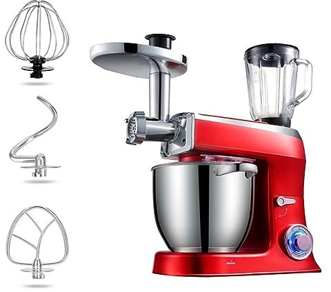 1500W Robot Batidora Amasadora Repostería Capacidad De 7,5 Litros 6 Velocidades Robot De Cocina Mezclador De Pasteles Máquina De Masa Con Batidor, Gancho Para Masa Y Batidor Para Cocinar, Hornear