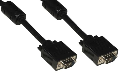 LINK LKCVGA30HD - Cavo VGA monitor 15 poli maschio/maschio (3 metri, nero) – Tutti i conduttori collegati per segnali completi – Doppio filtro in ferrite e connettori placcati nickel