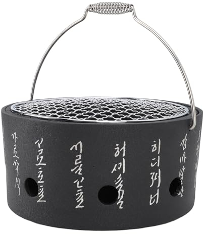 BBQ-Grill Im Japanischen Stil, Tragbarer Grillofen, Holzkohleofen aus Aluminiumlegierung mit Griff, Drahtgeflechtgrill, Sockel, Japanische Tisch-Haushaltsgrillgeräte (Groß)