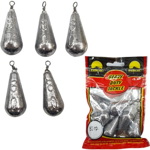 PRO FILSTAR Grundblei Angeln Set 5 x 80g - Blei Angeln mit Wirbel - Angel Bleie Set - Grundangeln - Birnenblei - Blei Gewicht - Angelblei - Fishing Weights - Bleigewichte – Karpfenblei Kit