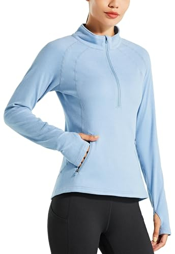 Willit Women's Fleece Running Jacket Pullover Thermal Equestrian Shirt Golf Shirt Long Sleeve Half Zip Exercise Winter Gear