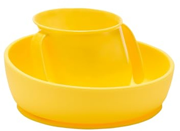 Doidy Juego de regalo de taza y cuenco, a partir de 6 meses, cuenco de silicona antideslizante con ventosa y taza abierta para entrenar y aprender a comer y beber, destete y alimentación esenciales