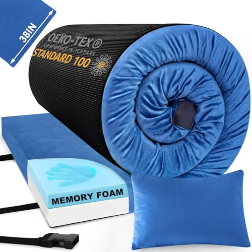 Aodisman Sleeping Pad,3-inch Thick Memory Foam Camping Mattress,Portable Roll-Up Mat for Car/Tent/Floor/Cot/Travel,Comfortable Pad for Guests Sleepover