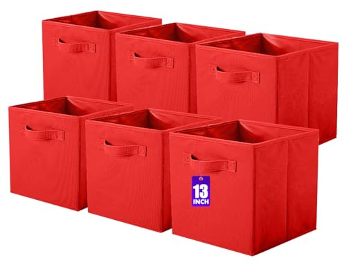 powerking Contenitore di stoccaggio, cubi pieghevoli di stoccaggio del tessuto e cassetto dell'organizzatore di stoccaggio del panno per armadio e giocattoli di stoccaggio, 13 X 13 X 13 INCH, 6 Pack