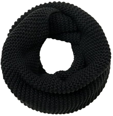 Bufanda De 1 Pieza, Bufanda De Lana, Bufanda De Suéter Negro, Bufanda De Pelo Cálido Y Grueso, Bufanda De Anillo