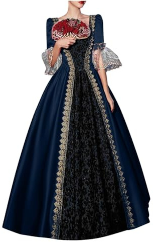EQWIGKEIT Disfraz de Carnaval para Mujer Tallas Grandes, Elegante Vestido de Cóctel Años 50, de Noche, Princesa, Gótico, Renacentista, Victoriano