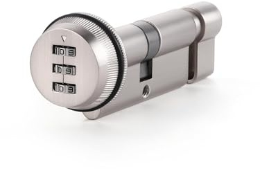 SORWDUERM 70MM(35/35T) Serrure à barillet à cylindre européen nickelé anti-chocs anti-perçage haute sécurité pour portes composites en bois Upvc Serrure à came à combinaison codée par mot de passe