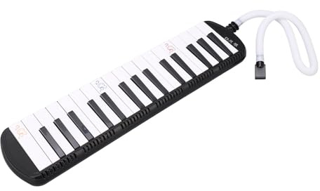 32 Melodica Piano Keys, Soprano Melodica Instrument Air Piano Keyboard With Tube & Bag, Musical Instrument för Nybörjare, Vuxna, Bärbar och Lätt, 32 Nycklar (BLACK)