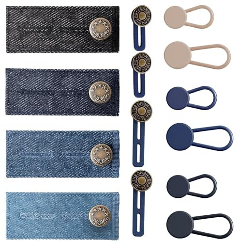 Hosenbunderweiterung,Knopfverlängerung Für Hosen,Hosenerweiterung Schwangerschaft,14 Stück Jeans Knopfverlängerung, Anpassbare Taillenverlängerung Für Damen Herren Kinder,Elastischen Knopf