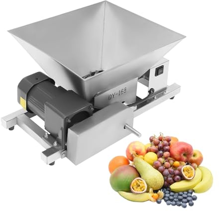 Elektrische Obstmühle, 60 W kommerzielle Obstzerkleinerungsmaschine, mit 4 l Fassungsvermögen aus Edelstahl, klassischer Traubenweinzerkleinerer, für Küche, Restaurant, Bar, Zuhause