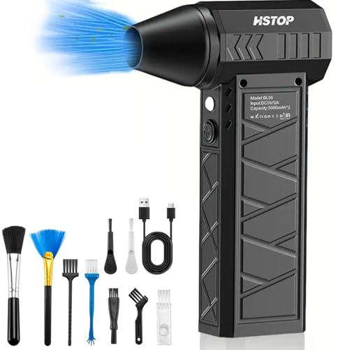 Compressed Air Duster, 149000RPM High-Power Electric Dust Blower, 4-Gear Turbo Fan with LED Light, Rechargeable Blower for Deep Cleaning Computer Keyboard, Car Interior, Household Cleaning