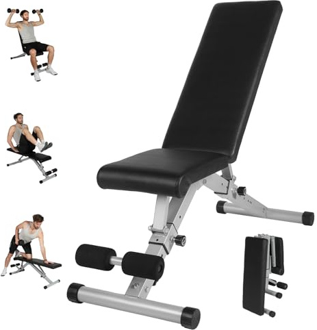 Banco de Pesas Ajustable con Pasador Rápido ALLINLIFE 200KG Plegable – Banco Musculación Multifunción con 13 Posiciones, Respaldo Regulable en 7 Niveles para Entrenamiento en Casa