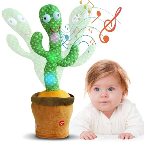 Dilara Cactus di peluche parlante per ballare – ripetere parole, suonare melodie – LED colorati – USB ricaricabile – idea regalo per bambini