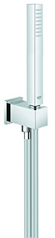 GROHE Euphoria Cube Stick Ensemble de Douche (Pommeau de Douche 1 jet, Support Mural et Flexible SilverFlex 1.25m), Economie d'Eau, Chromé, 26405000