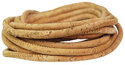Korkband & Korkschnur Vegan | Flach, Rund, Geflochten | Für Schmuck, Armbänder, Ketten | Bastelmaterial | Ökologisch & Nachhaltig | DIY Zubehör (Beige/Natur, 5mm rund)