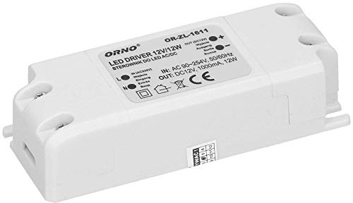 Orno Transformador 220v a 12v De CA a CC para G4 MR11 MR16 GU5.3 Bombillas LED o Tiras LED (6W-50W), IP20 (12W)