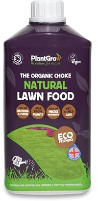 Plant Grow Organic Natural Lawn Food - Eco Friendly Grass Fertiliser - Weed and Feed Lawn Treatment - Concentrated Liquid Lawn Feed (1 Litre)