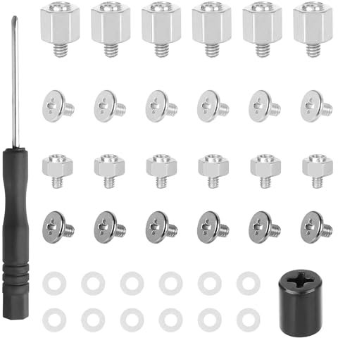 Iyowei 26 PCS PC Computer Screws Kit, M.2 SSD NVMe Standoff and Screw Stand Off Screw Hex Nut PC/Laptop/Computer Screws with 12 PCS Screws Spacers, a Screw Socket, a Screwdriver for ASUS Motherboard