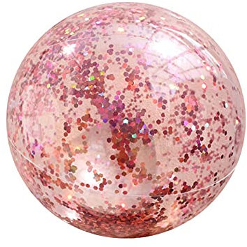 Pallone da Spiaggia Gonfiabile, Palla da Spiaggia Glitterata Galleggiante, Palline da Spiaggia gonfiabili Trasparenti con Paillettes Arcobaleno e coriandoli (Oro Rosa)