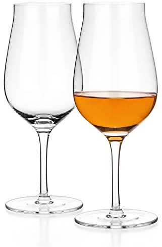 LUXBE - Bourbon, Brandy & Cognac Crystal Glasses Tulip Snifter, Set of 2 - Large Handcrafted LeadFree Glass - Great for Spirits Drinks - Whiskey Scotch - 10oz/300ml
