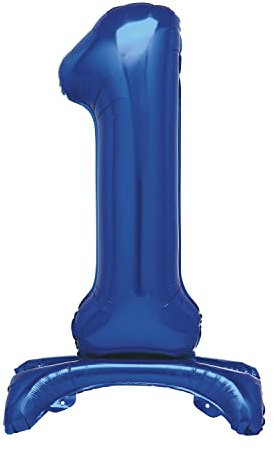 Blue Standing Number 1 Foil Balloon 30, Packaged