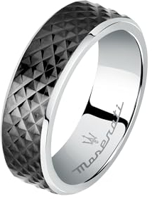 Maserati Iconic Herren Ring aus Stahl, schwarz IP - JM422AVD11019