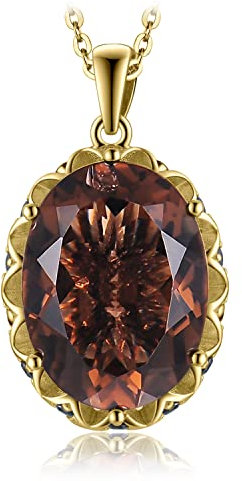 JewelryPalace Oval 8ct Echt Rauchquarz Ketten Anhnger 45CM, Schmuck Set, Silber 925 Collier Damen mit Gro Edelstein Mdchen, Halsketten Damen Braun mit Stein fr Frauen Vergoldet
