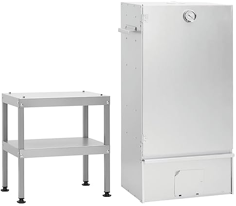 vidaXL Horno ahumador de Barbacoa con Mesa Acero galvanizado, ahumador, ahumador de jardín, Barbacoa con Horno ahumador, Horno ahumador