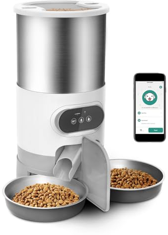 Mangiatoia Automatica Per Gatti, Distributore Di Cibo Per Gatti Con Riproduzione Vocale E Registratore Vocale 10 Secondi, 4 Pasti Al Giorno, Per Gatti, Cani Di Grossa Taglia, Più Animali Domestic