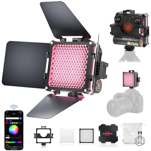 ZHIYUN Fiveray M20C Combo [Official] Videolicht RGB 20W, LED Streaming Licht, Magnetisch Videoleuchte mit 1950 Lux/ 2500~10000K/ 4500mAh/ CRI 94+/ Bluetooth, mit Gitter/Diffusor/Scheunentor/Tasche