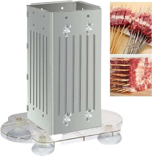 Kebab Maker Box, Macchina Spiedino di Carne, Macchina for Shish Kebab a 49 Fori, Macchina for Spiedini di Carne for Barbecue, con 100 Bastoncini di Kebab in Acciaio, Utensile da Cucina