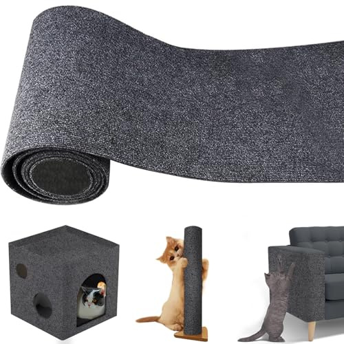 Hillylolly Protection Sofá Gato Anti Garra 40 × 200 cm, Alfombra rascador para gatos autoadhesiva Gris, Climbing Cat Scratcher, Rasffoir Gato Sofá Pegatina para proteger Sofás Muebles Puerta Pared