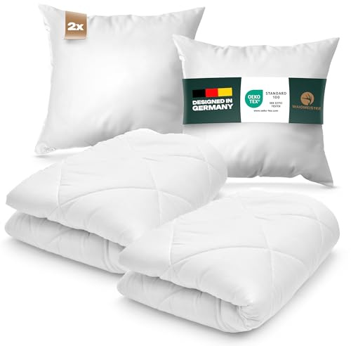 Waidmeister 4er Pack Bettenset Ganzjahresdecke Steppbettdecke 135 x 200 cm / 155x220 cm Set inkl. Kopfkissen 80 x 80 cm (135 x 200 cm)