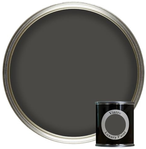 Vintro Paint | Luxury Matt Emulsion | Smooth Chalky Finish | Multi Surface Paint | for Walls, Ceilings, Wood and Metal | 125ml (Dark Grey - Midnight)