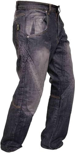 Rider Protec Jeans da Moto da Uomo Fodera Protettiva in aramide, Pantaloni in Denim da Moto con Protezioni Rimovibili, Pantaloni da Motociclista per Uomo