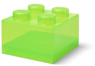 Room Copenhagen LEGO Storage Brick 4 manopole verde chiaro traslucido – Scatola portaoggetti impilabile in plastica con coperchio per bambini e adulti, organizer da scrivania e scatola dei giocattoli