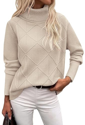 Zeagoo Womens Fall Fashion 2026 Turtle Necks Long Sleeve Casual Chunky Knitted Sweaters