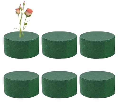 Yidueace 6 stycken blomsticksskumcylindrar, dekorativa gröna blomblock, konstgjorda blommor våta och skumblock för blomster, bröllop, 4 x 8 cm