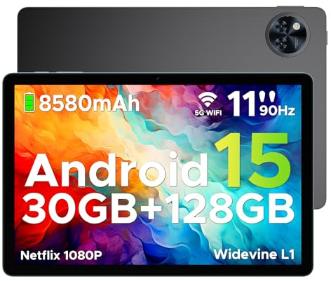 DOOGEE U11 PRO Android Tablets, 30GB RAM + 256GB ROM/2TB, Unisoc T7200 Octa-Core 11 Inch Tablet, 8580mAh Large Battery, 90Hz IPS Screen, 13MP+5MP Camera, Widevine L1/3.5mm Jack/Face Unlock/FM/OTG