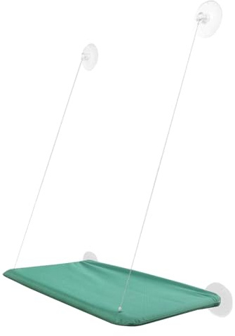 Cama para Gatos, Cama para alféizar de Ventana, Lugar de Descanso para, Hamaca, tapete Acolchado extraíble, Madera Resistente, construcción de Malla y Metal, Gatos de Interior, a
