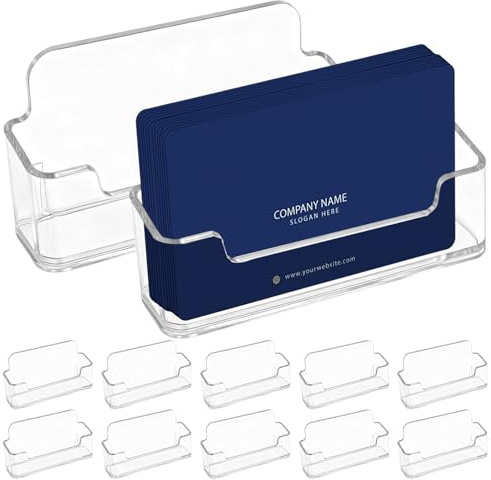 RFYTDCF 12 Stück Visitenkartenhalter, Transparente Visitenkartenständer Visitenkartenbox Kunststoff Business Card Holder Aufsteller Visitenkarten Halte für Ausstellung Zuhause Büro