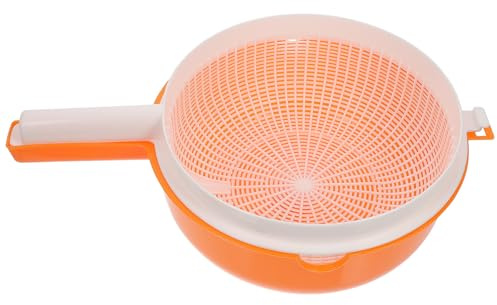 SHINEOFI Passoire à Pâtes Cuisine Double Couche Poignées Ergonomiques, Panier D'égouttage Plastique Orange, Bol Passoire Amovible pour Fruits et Légumes, Égouttoir Pratique Réutilisable