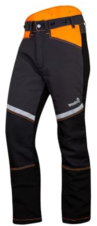 Treehog TH250 Chainsaw Trousers – Regular Fit – Class 1 (20m/s) Protection – EN ISO 11393-2 Certified – Type A Front Protection (UK, Alpha, L, Regular, Regular, Grey/Orange)